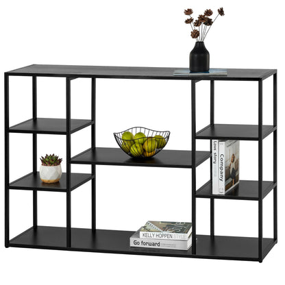 HDANI 120cm Long Sofa Console Table,Narrow Modern Entryway Table Behind Couch with Storage Shelves,4 tier Shelf Bookshelf for Living