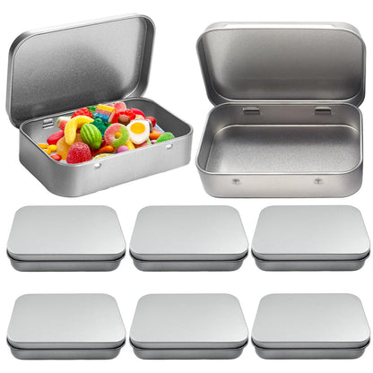8 PCS Metal Storage Boxes with Lid, Silver Small Rectangular Storage Container Boxes, Tins Mini Portable Boxes Storage Kit for DIY