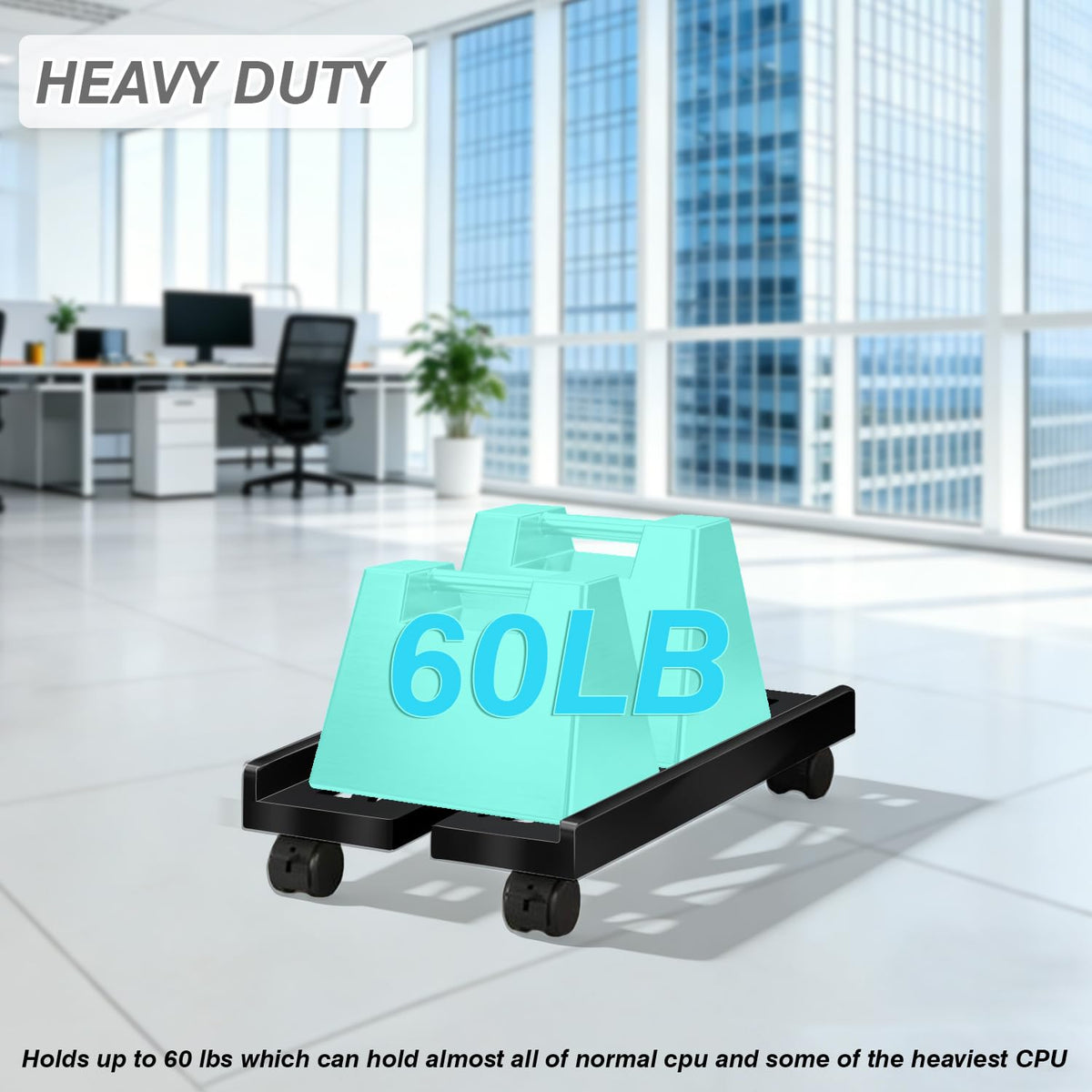 Hmfmdy CPU Stand for PC, Desktop Computer Tower Stand, Adjustable CPU Holder, Universal Mobile PC Stand with Rolling Lockable Castors