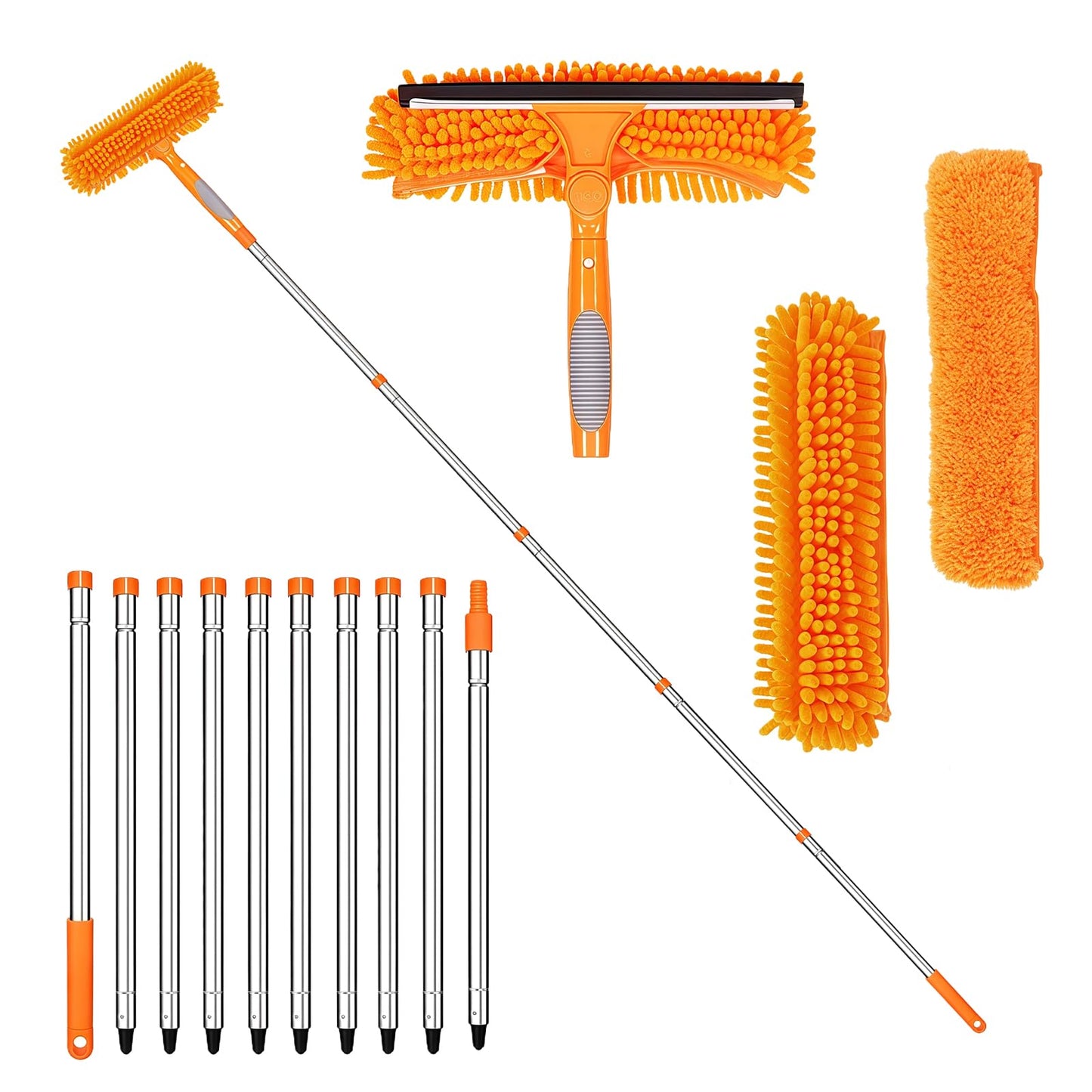 IHONYI 151In window cleaning equipment extendable window cleaning pole Window Cleaning Kit With window squeegee Microfiber Scrubber,window cleaning