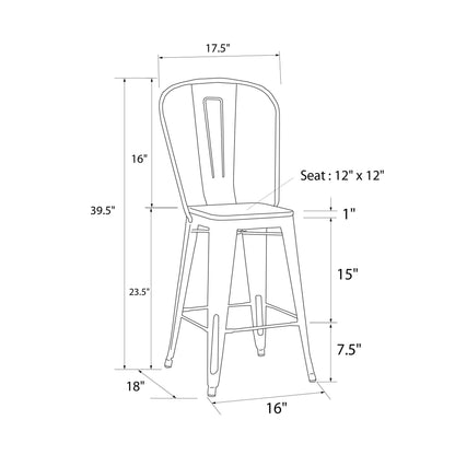 DHP Luxor 24 Inch Counter Stool in gun metal - Set of 2, 44x46x60cm (DxWxH)