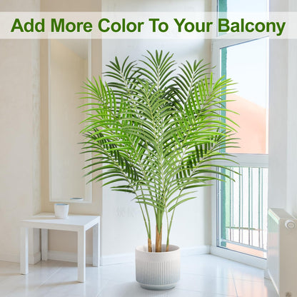 Keeplush Artificial Palm Tree 120cm Tall Fake Palm Tree Indoor Decor with 13 Trunks and Real Bark Design Faux Tropical Areca Palm Silk Floor Plant in