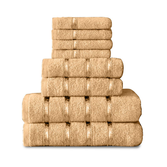 GC GAVENO CAVAILIA 8 Piece Towel Bale Set, Quick Dry Highly Absorbent Cotton 450 Towels Sets Bathroom, 4x Face Towel 2x Hand Towels 2x Bath Towels,