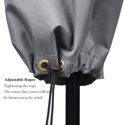 RICHIE Rotary Airer Cover, Heavy Duty 600D Oxford Fabric, Waterproof Outdoor Protection for Rotary Clothes Line, Full Zip, Drawstring Closure