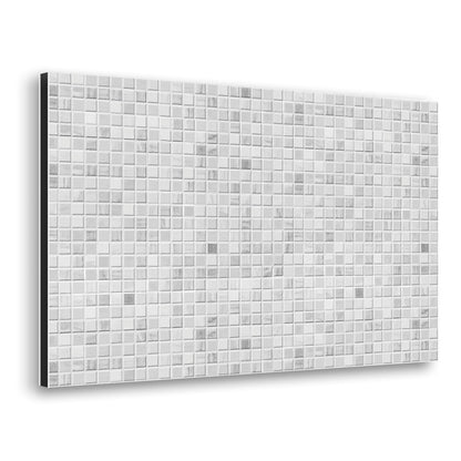 CREARREDA White Mosaic Aluminium Kitchen Splash Guard 72 x 48 cm Easy to Apply Made in Italy Protection for Stoves and Sinks Washable and Easy to