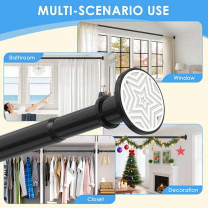 Black Shower Curtain Pole 78-313 cm, Extendable Tension Rod 28mm