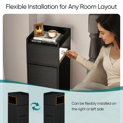 Quikraen 27cm Slim Bedside Table with Charging Station and Sensor LED Light