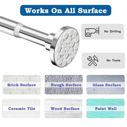 Shower Curtain Rod Extendable Tension Rod No Drilling Shower Curtain Rail Wardrobe Rail for Bathroom,Bedroom,Wardrobe (69-90CM Φ25mm)