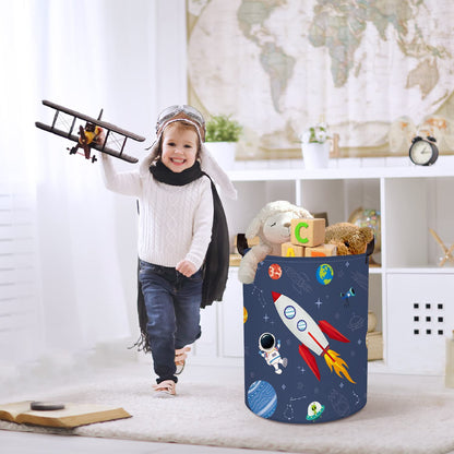 Clastyle Space Laundry Hamper Cosmic Book Storage Basket for Bathroom Parent Storage Box to Organize Toy Clothes, Rocket, 36x45 cm