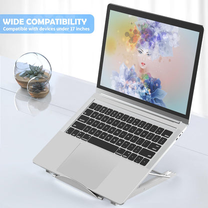 Jumkeet Laptop Stand,Foldable Portable Ventilated Desktop Laptop Holder,Universal Lightweight&Adjustable Ergonomic Tray Mount Compatible with