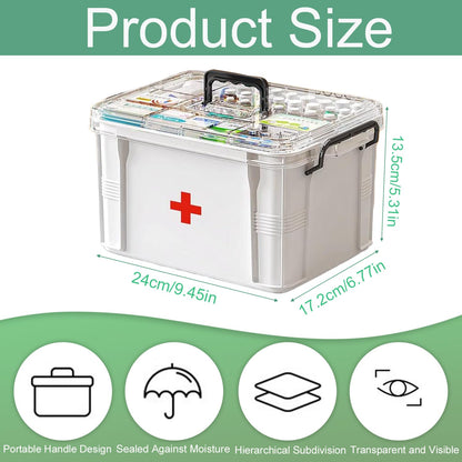 Sightday Household Medicine Storage Box Organiser,First Aid Box,Double Layers Multi Grid Medicine Boxs,Portable with Lid Medication Storage Box