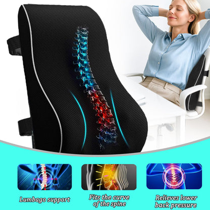huixiaoqing Memory Foam Lumbar Support Pillow for Office Chair, Car & Wheelchair, Breathable Mesh Cover with Double Adjustable Straps