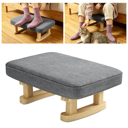 JJoexyfit Multi-Functional Foot Stool with Solid Wood Legs, Linen Fabric