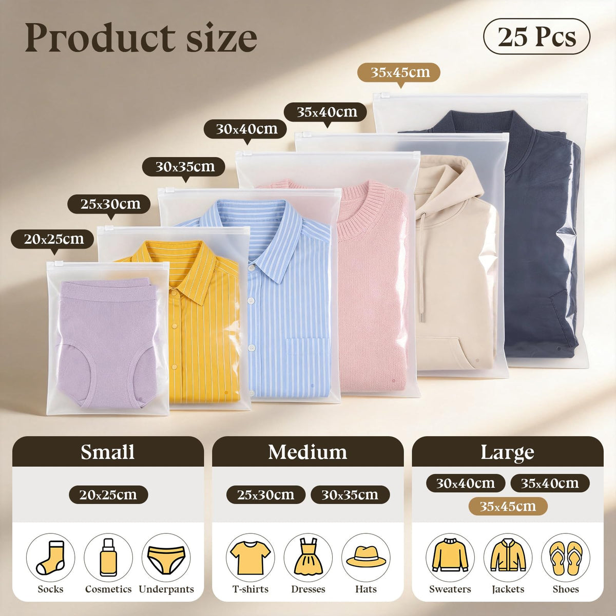 Svaldo Large Zip Bags for Clothes, 25pcs 35 * 45cm Travel Organiser Bag