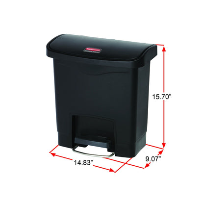 Rubbermaid Commercial Products Slim Jim Step-on Resin Front Step Waste Receptacle Bin 15 Litre White 1883554