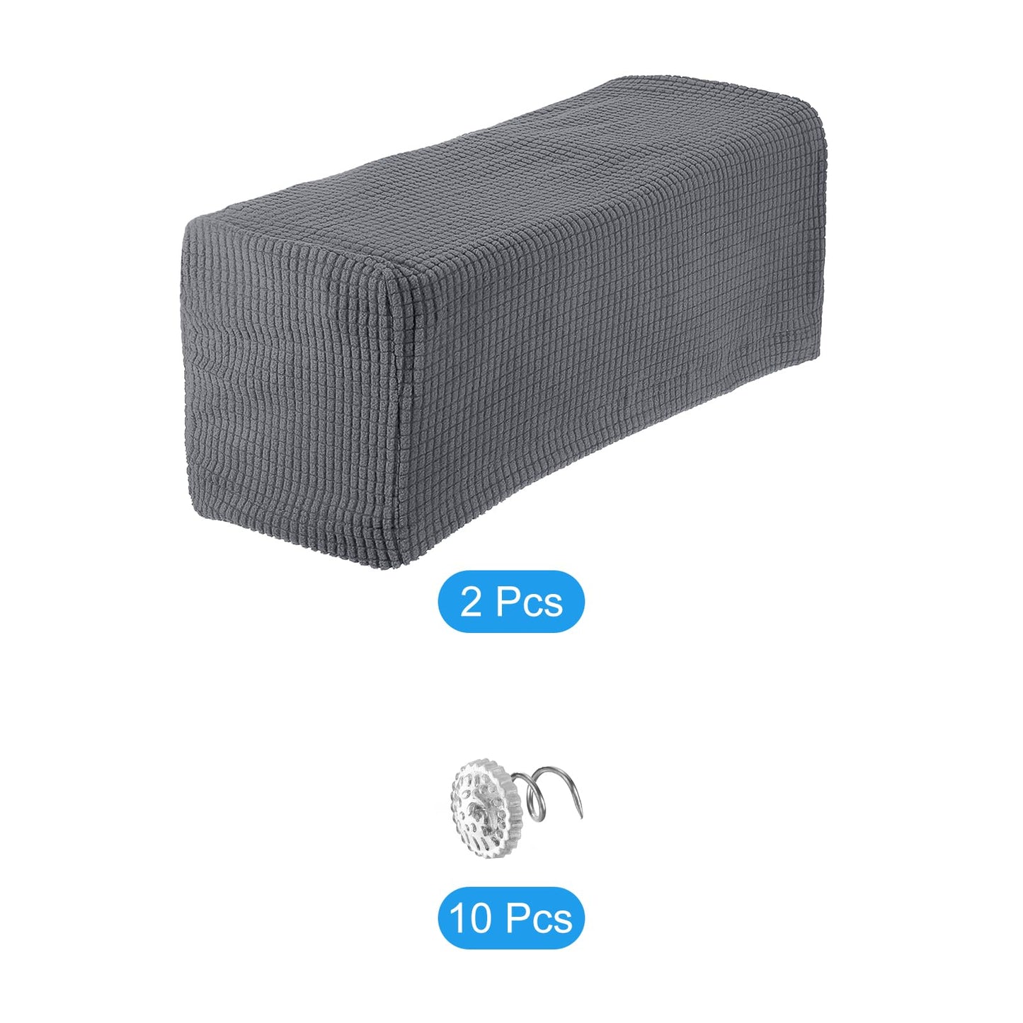 sourcing map 2pcs Stretch Armrest Covers for Chairs/Sofas, Couch Arm Covers with Twist Pin, Furniture Protector Slipcovers Light Grey