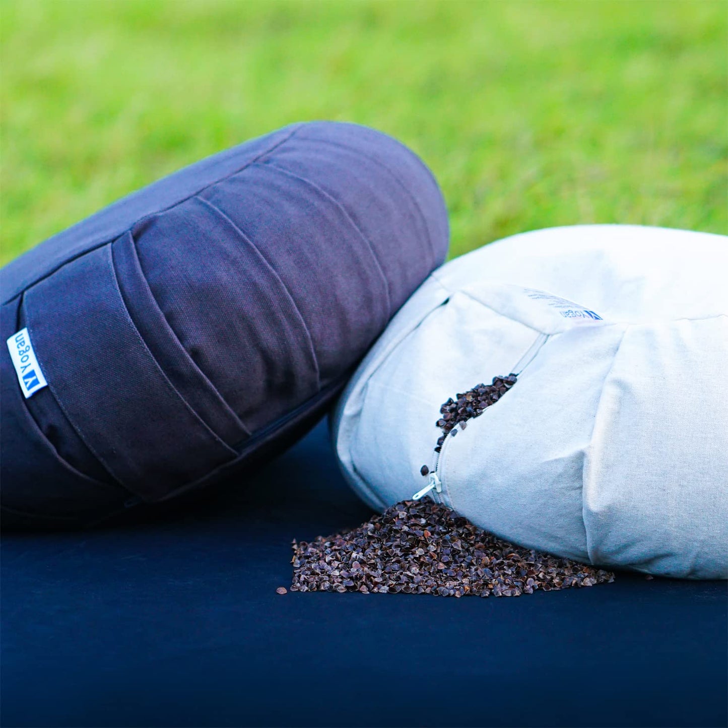 Yogan Yoga Cushion/Meditation Cushion | Natural Buckwheat Hulls Filling | Outer Cover (Could be Removed and Washed) - Made of 100% Organic Cotton