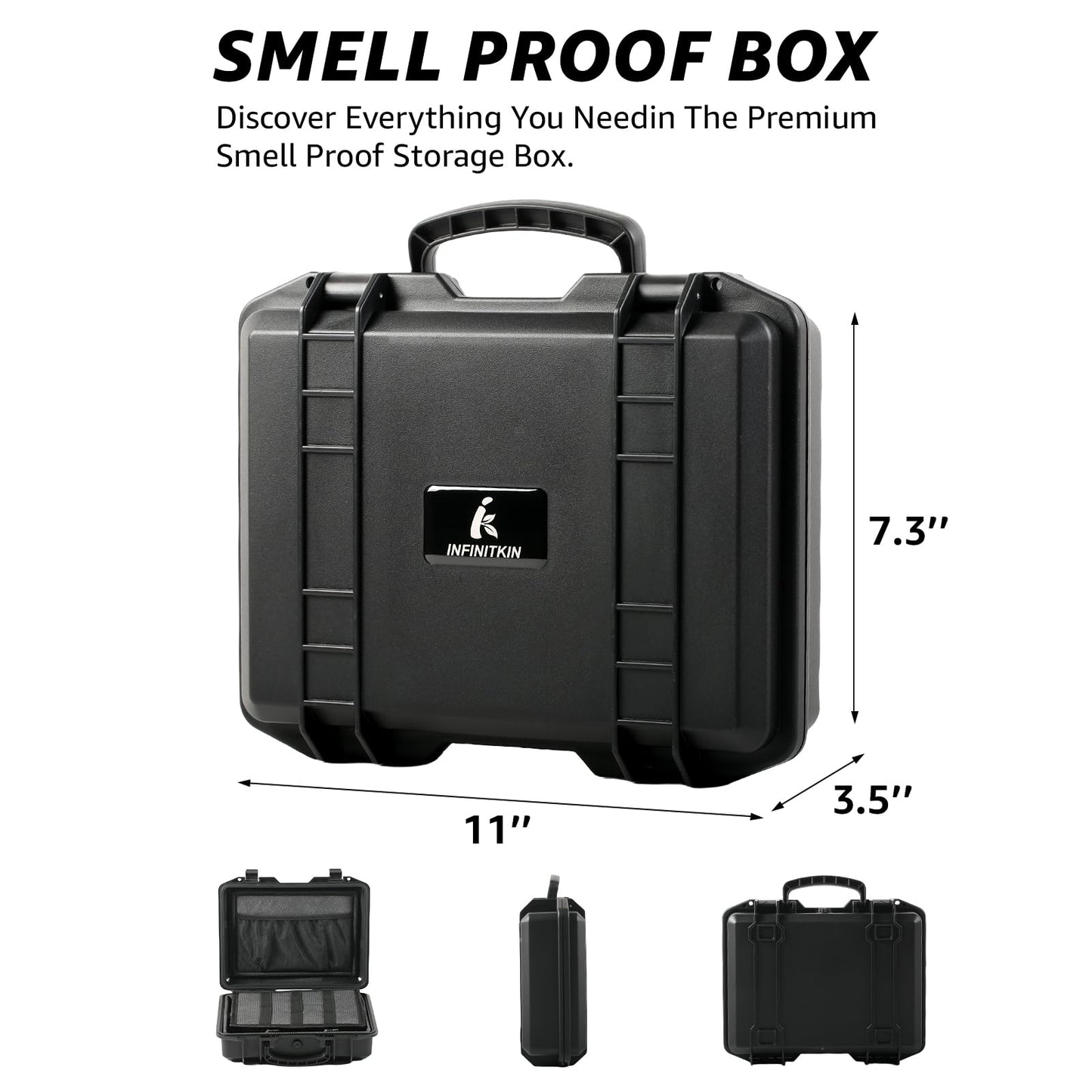 INFINITKIN Smell Proof Box, Large Airtight Stash Box with Combination Lock – Waterproof & Durable Smell Proof Container for Travel & Home