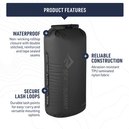 Sea to Summit - Big River Dry Bag XS 5L - Waterproof - Roll-Top - Resistant Fabric - Grab Handles, Lash Point & D-Ring - For Kayaking & Motorcycle