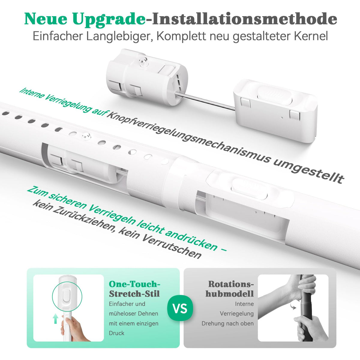 VECTO No Drill Shower Curtain Rod 70-120cm Curtain Rod Ø32mm White
