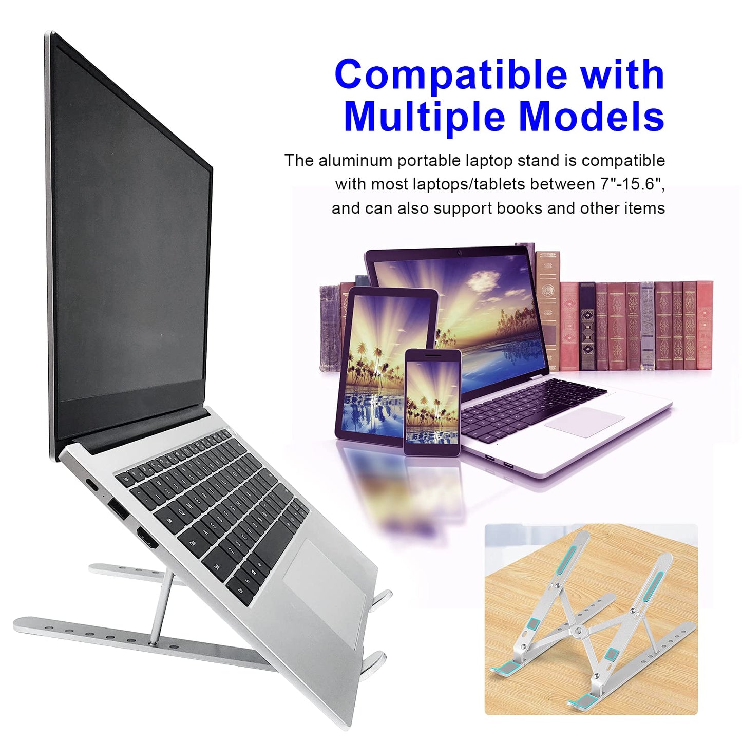 YIKUROOS Laptop Stand, Laptop Stand for Desk, Adjustable Ergonomic Portable Aluminum Laptop Stand, 7 Angle Anti-Slip Computer Stand