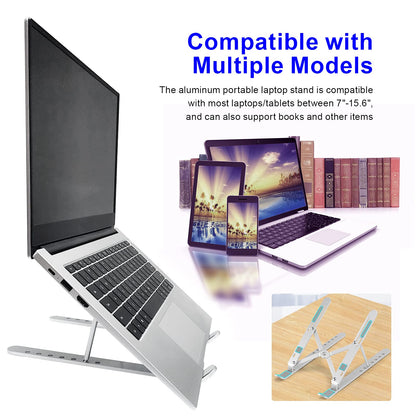 YIKUROOS Laptop Stand, Laptop Stand for Desk, Adjustable Ergonomic Portable Aluminum Laptop Stand, 7 Angle Anti-Slip Computer Stand