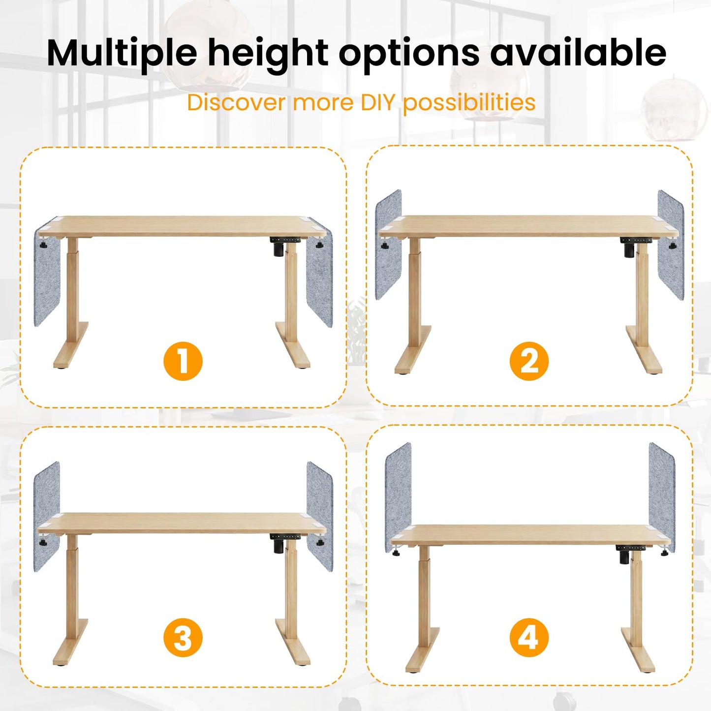 Felt Desk Divider, Clamp-On Privacy Panel, 60 x 60 cm, Light Grey