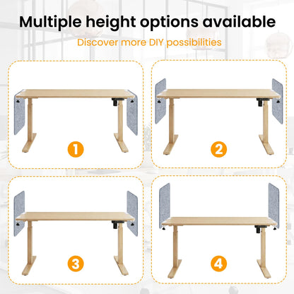 Felt Desk Divider, Clamp-On Privacy Panel, 60 x 60 cm, Light Grey