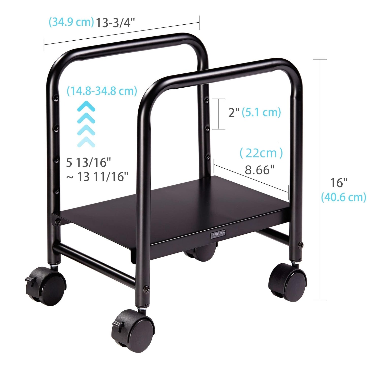 EUREKA ERGONOMIC Computer Tower Stand Height Adjustable Mobile CPU Stand PC Tower Rolling Cart Steel CPU Holder with Locking Caster Wheels for Home