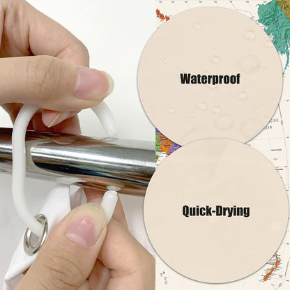 LIVETTY World Map Bathroom Shower Curtains Fabric Shower Curtain Waterproof Curtains for Bathroom Quick-Drying Kitchen Curtains Machine Washable with