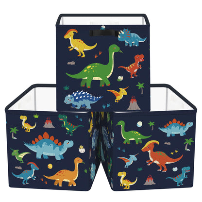Clastyle 3 pcs Dinosaur Cube Storage Boxes for Shelves Kallax Boxes
