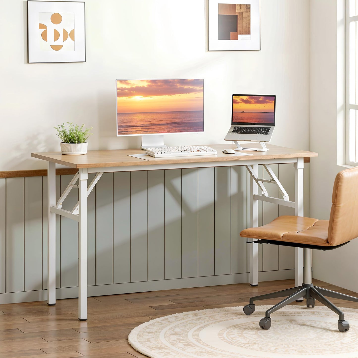 sogesfurniture: Folding Desk 100 x 60 cm, Computer Table, Office Desk, Computer Table, Office Table, Conference Table, Foldable for Home, Office