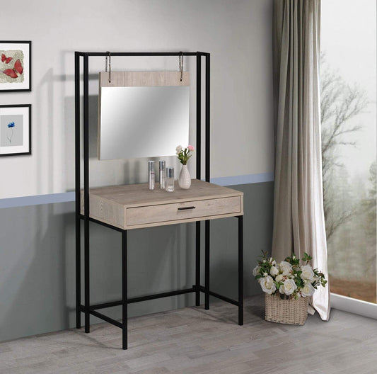 Timber Art Design UK Zahra Dressing Table Vanity Makeup Table Set with Mirror & Drawer Ash Oak Effect Modern Furniture for Bedroom, Living Room, Home