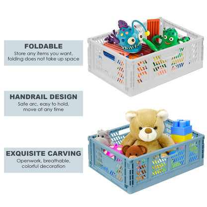 Plastic Drawer Organizer Collapsible Storage Boxes Crate,4-Pack Stackable Folding Storage Basket Closet Containers Toy Organiser for Home Office