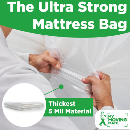 Single Mattress Bag for Moving and Storage - 2-Pack - Mattress Cover for Moving and Storage - 5 Mil Mattress Protector Storage Bags - Heavy Duty