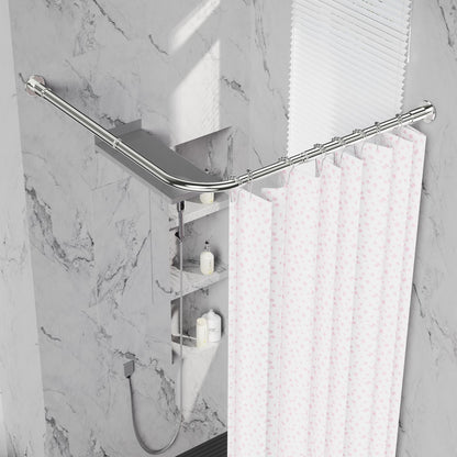 WELDUN L-Shaped Shower Curtain Rod, 68-96cm × 68-96cm Stainless Steel