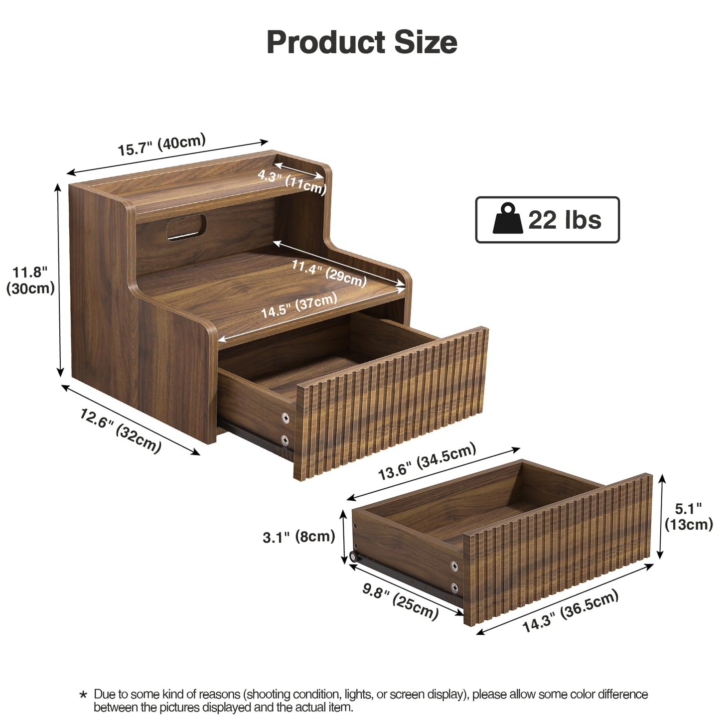 Yvsevnr Floating Bedside Table Set of 2 Wall Mounted Nightstand with Drawer and Open Shelf Fluted Side Tables Retro Bedside Cabinet for Bedroom