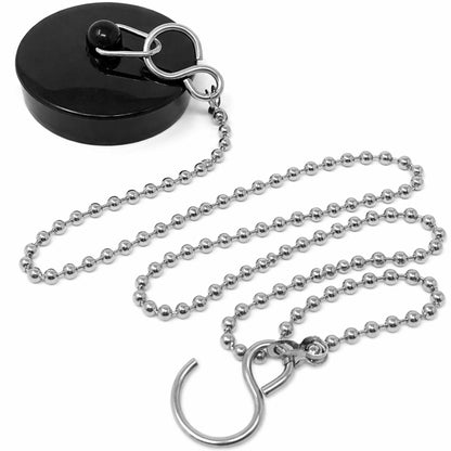 Smith’s® (44.5mm-45mm) Black Plug & Chain - Bathtub, Bathroom, & Kitchen Sink Plug | 48cm Strong Stainless Steel Ball Chain With S-Hooks