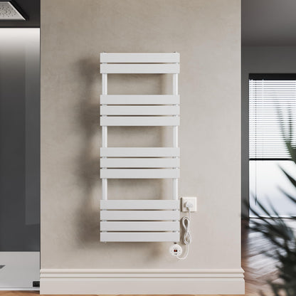 ELEGANT 600W 1250 x 500mm White Electric WiFi-Controlled Heated Towel Rail