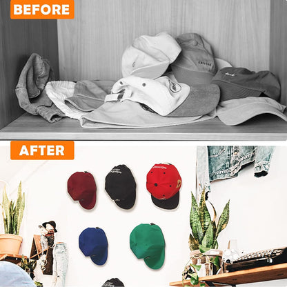 SHAOUMAN Hat Hooks Adhesive Baseball Cap Storage Simple Cap Hooks Display Rack Room Decoration Hat Rack Can be Used to Hang Necklaces