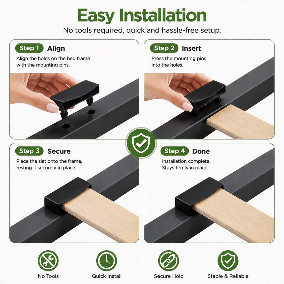 Lafefe 12 Pcs Single Bed Slat Holders for 55mm Slats, Replacement End Bed Slat Caps