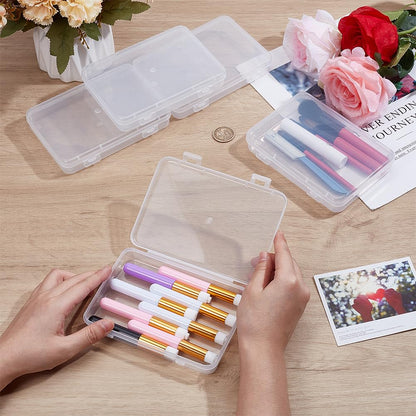 BENECREAT 5 Packs 15x11x2.6cm Rectangle Large Clear Plastic Box Containers with Double Buckles for Cards, Safety Pins
