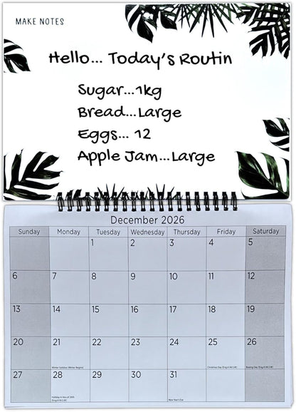 2026 Monthly Memo Board Wall Calendar Family Organiser Shopping List Pad & Pen Random (2026)