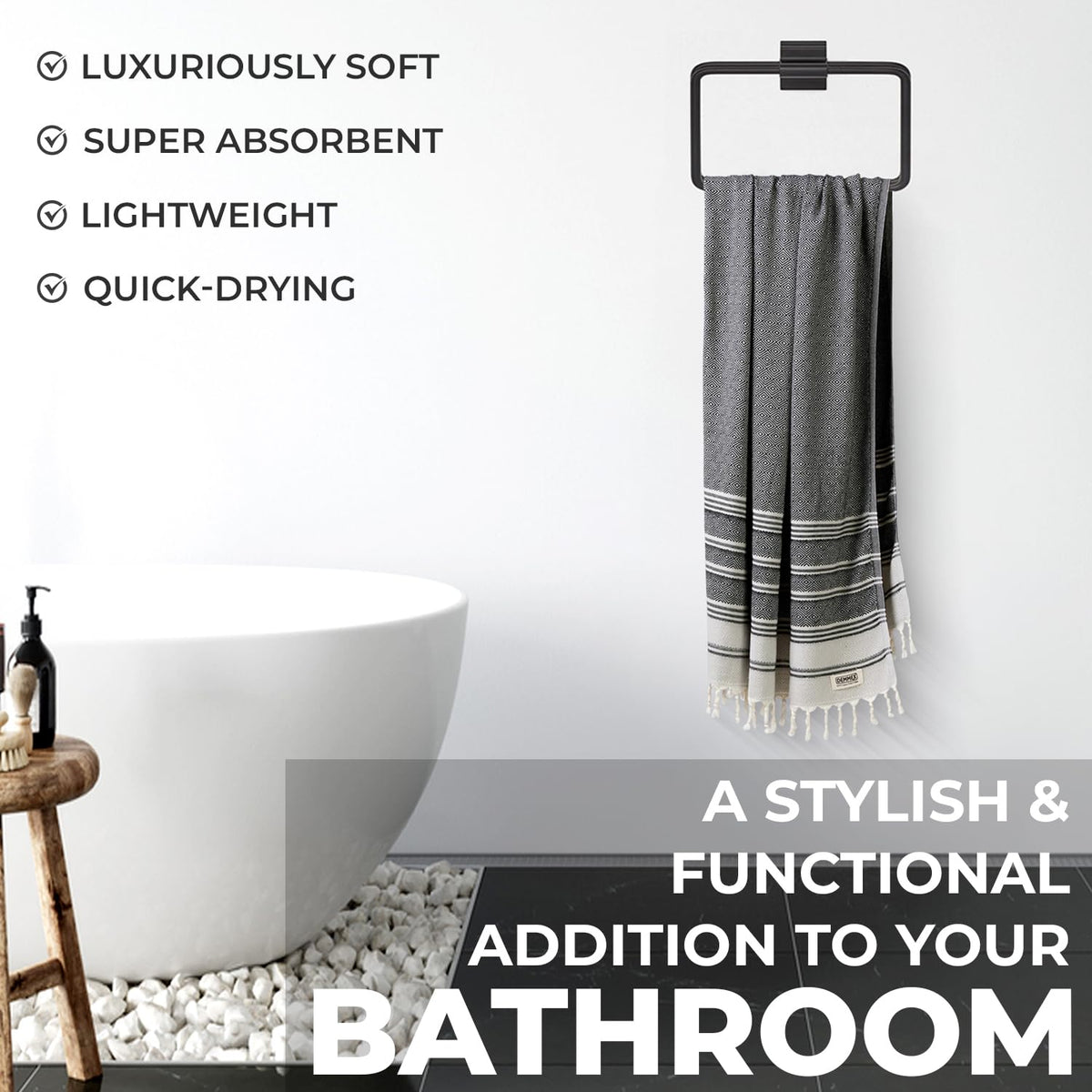 DEMMEX Organic Turkish Cotton Beach Bath Hammam Towel – Quick-Dry, Lightweight, Sand-Free Beach Towel & Blanket