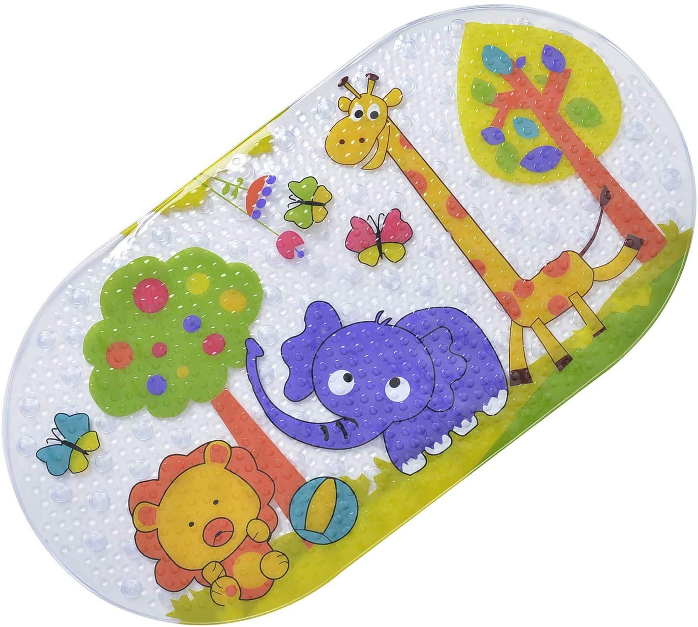 Kids Bath Mat Non-Slip Shower Mat Anti-Bacterial Anti Mould Shower Tub Mat Coloured Washable Bathtub Mat for Babies Toddlers Children Cute Animals