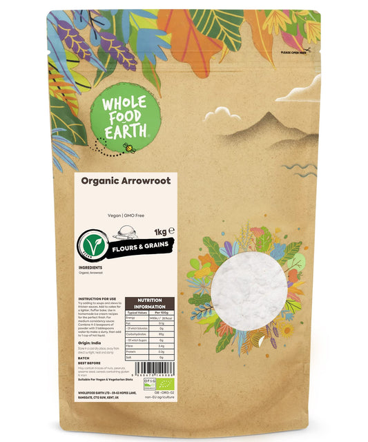 Wholefood Earth Organic Arrowroot 1kg Vegan | GMO Free | Certified Organic
