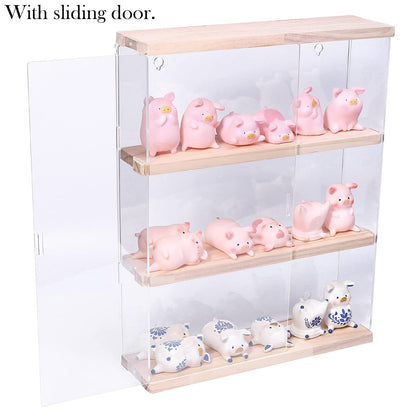 Nynelly 3 Shelf Clear Acrylic Display Case with Door - Wall Display Shelf for Models, Figures, Funko Pop, Pop Mart, Labubu, Sonny Angel, Smiski