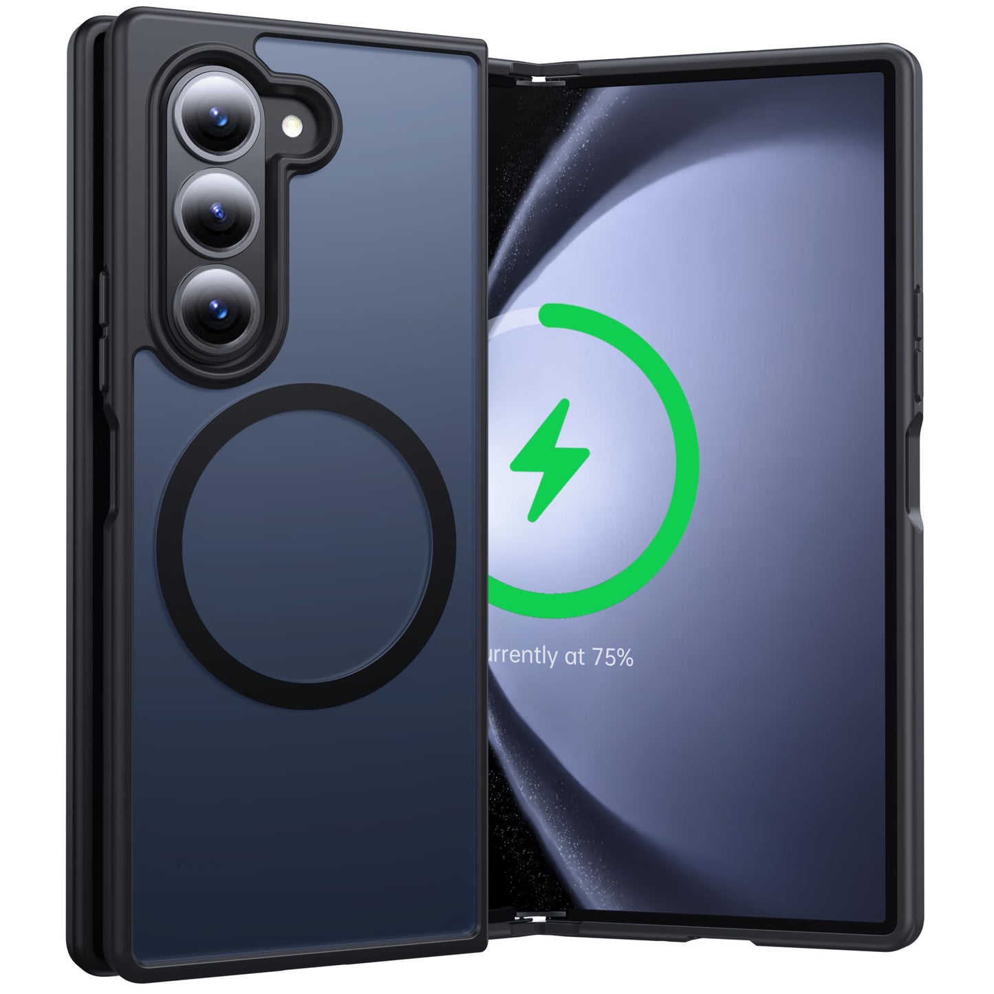 FNDMIL NO.1 Magnetic for Samsung Galaxy Z Fold 5 Case Compatible with MagSafe [Military Grade Drop Tested][Translucent Matte][Anti-Fingerprint] Soft