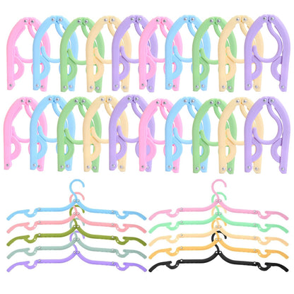 Portable Folding Coat Hangers, 20-Piece Travel Set - Plastic, Space-Saving, Foldable - Camping, Home, Outdoor (5 Colors)