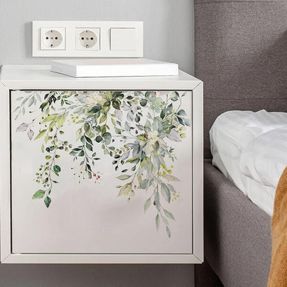 Green Plant Leaves Flowers Toilet Seat Lid Stickers Self-Adhesive Bathroom Wall Stickers Green Leaf Floral DIY Removable Waterproof Sticker for